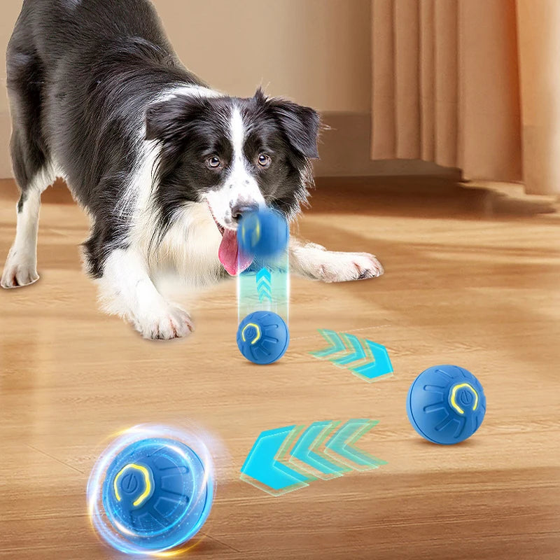 Bola de brinquedo para cachorro com movimento automático, USB inteligente, giratória e interativa para mastigar, para filhotes