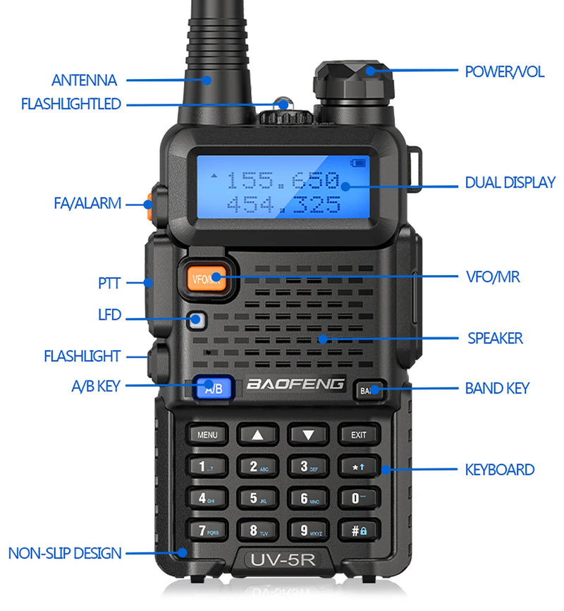 5W 8W rádio bidirecional VHF UHF FM rádio portátil transceptor caça 16km