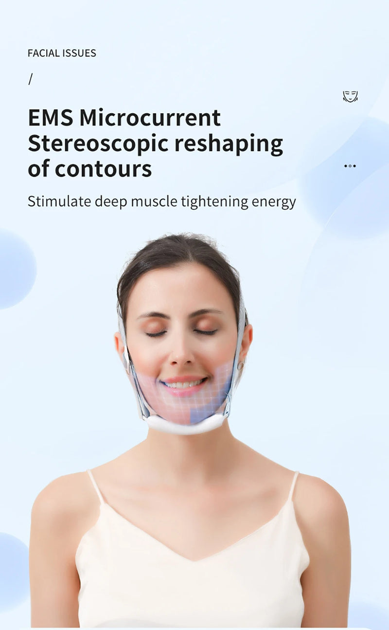 Massageador facial EMS, antirrugas, firmador, dispositivo de lifting facial em V, removedor de microcorrente, cuidados com a pele do queixo duplo