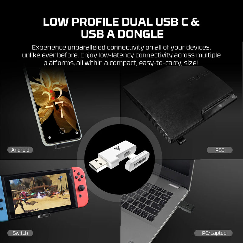 Controle de jogo sem fio fan tech shooter III WG P13S com gatilhos de efeito hall e joystick de 1000 Hz para PC Android NS
