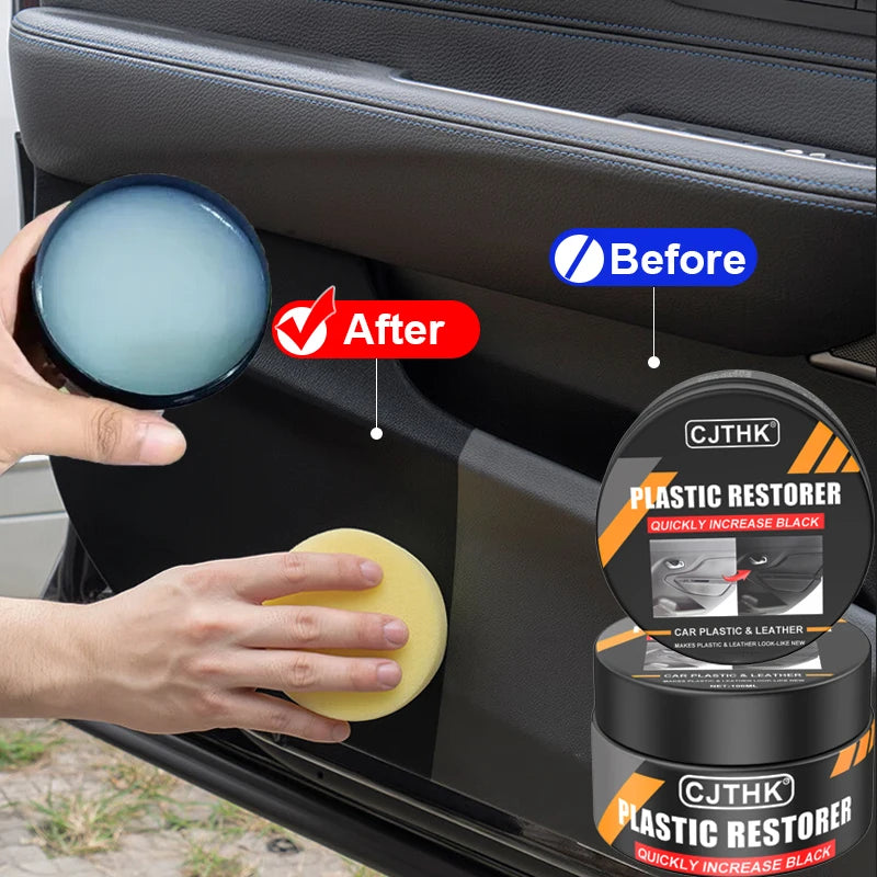Restaurador de plástico automotivo, cera cristalina para renovação de interiores de automóveis, couro e painéis, agente de revestimento, cera preta brilhante para polimento de automóveis