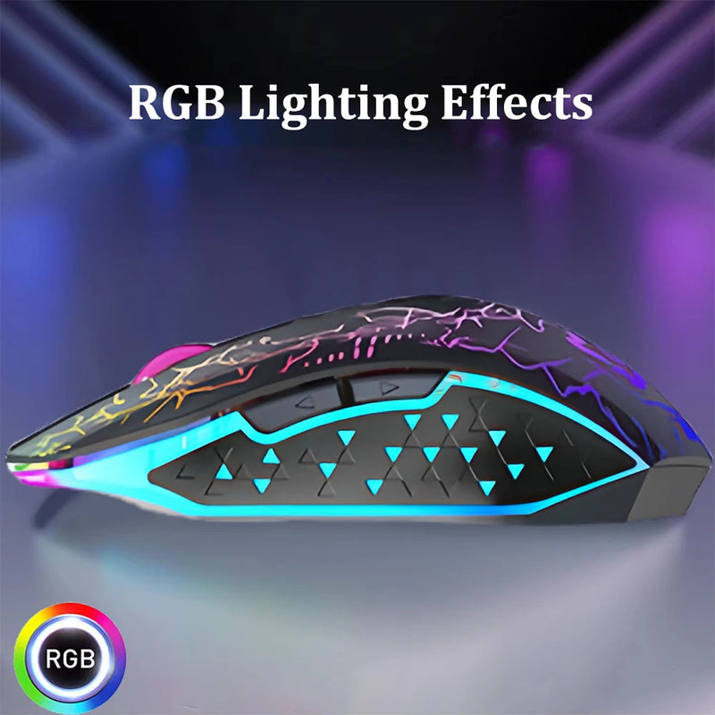 Mouse gamer RGB Bluetooth 2.4G sem fio ergonômico 1600DPI 6 botões mudos mouse para MacBook tablet laptops computador