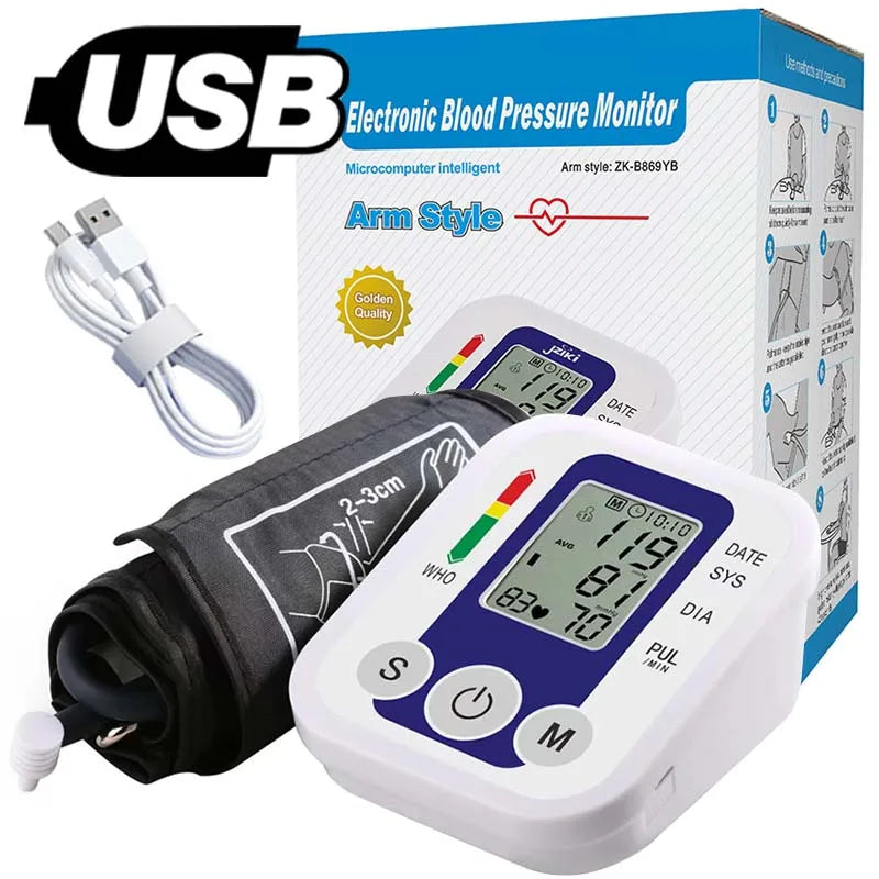 tens medidor de IO medidor de frequência cardíaca medidor de pulso monitor de PA medidor de pressão arterial digital de braço saudável manguito médico automático tonômetro de pressão