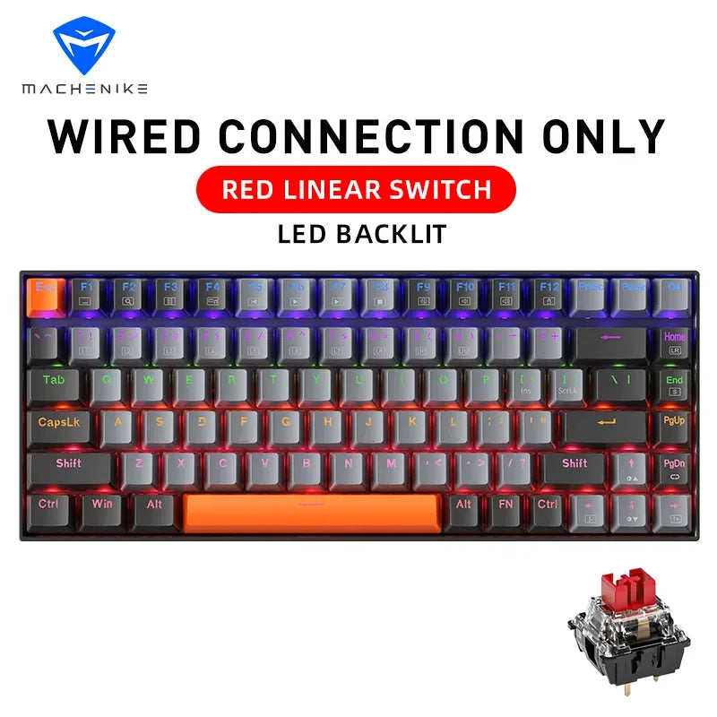 Teclado mecânico K500A-B84 MA Car 75% TK l com fio hot-swappable para jogos, retroiluminação em 6 cores, 84 teclas, para jogadores de PC e laptop