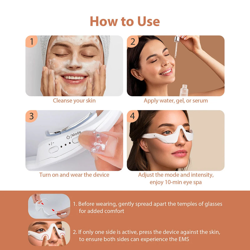Massageador 3D para os olhos, relaxamento dos olhos, alívio da fadiga, clareamento de olheiras, suavização de linhas finas e cuidados com os olhos