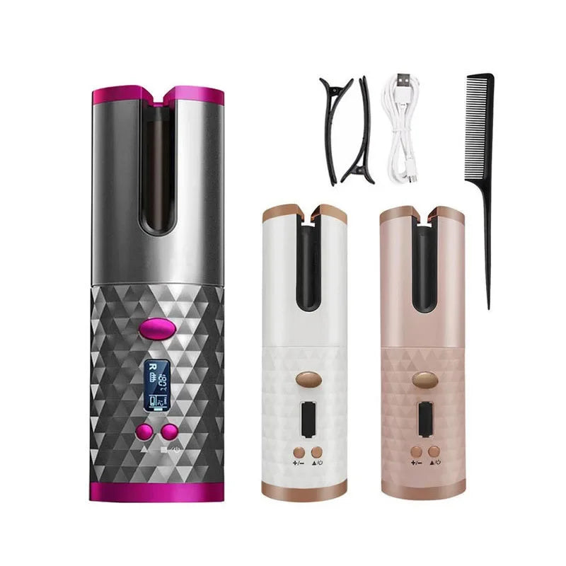 Modelador de cabelo portátil com carregamento automático, ferramenta inteligente sem fio para modelar cabelos, acessório para salão de beleza, ideal para viagens