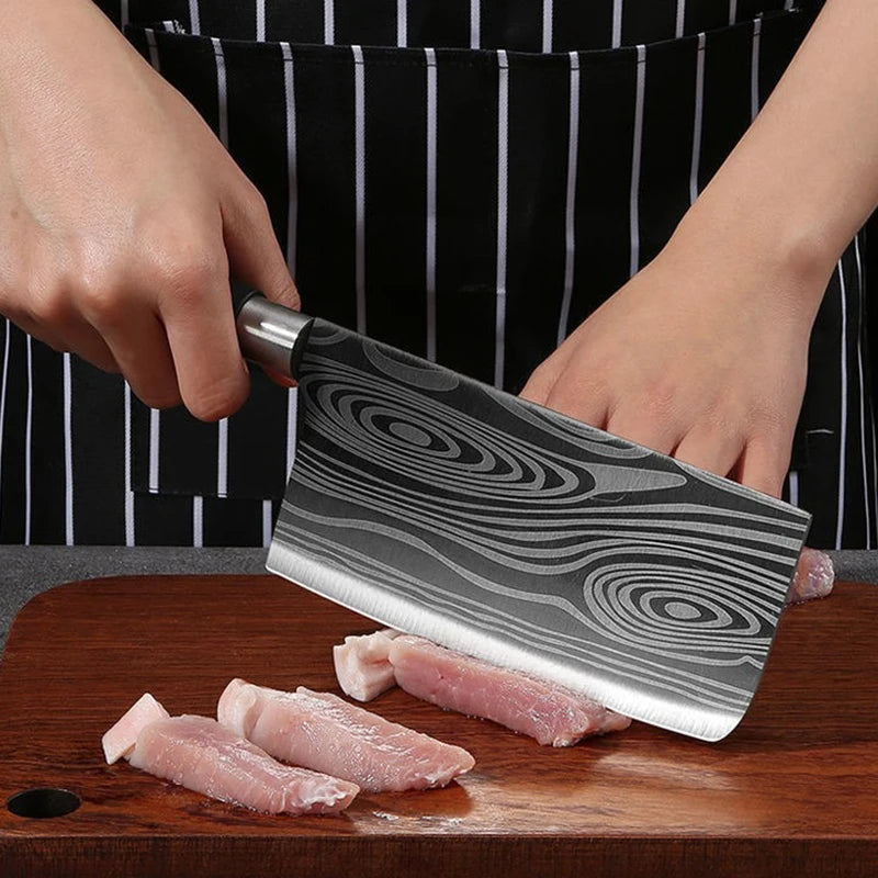 Conjunto de facas de cozinha utilitárias com padrão de damasco a laser, conjunto de hastes de afiação de tesouras, faca de chef afiada de aço inoxidável, ferramenta de cozinha