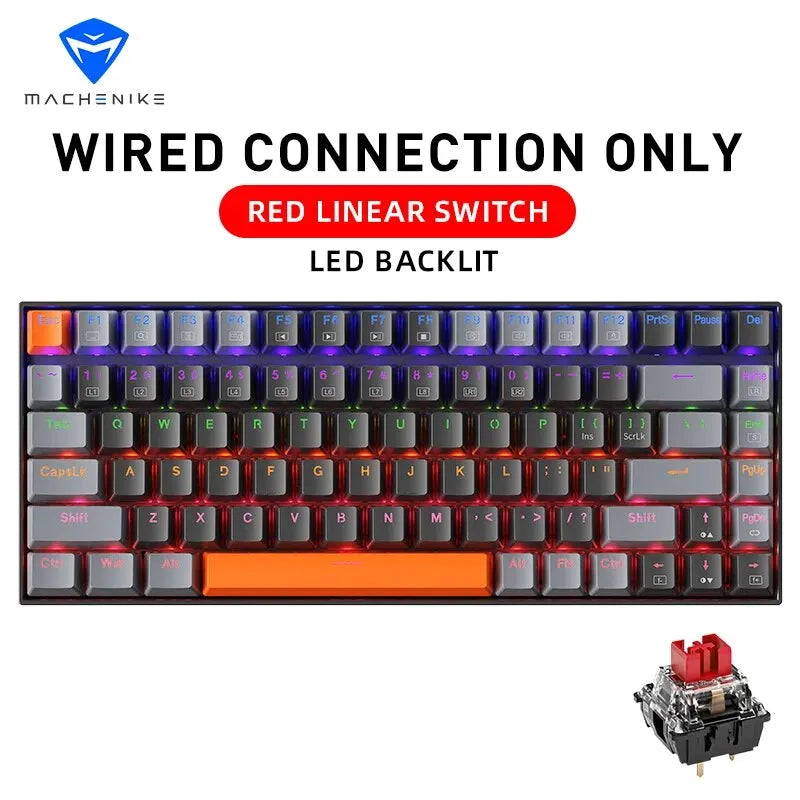 Teclado mecânico K500A-B84 MA Car 75% TK l com fio hot-swappable para jogos, retroiluminação em 6 cores, 84 teclas, para jogadores de PC e laptop