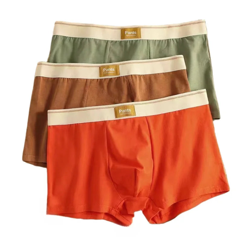 3 peças Cuecas Masculinas Boxer de Algodão Cueca Masculina Boxer Respirável U Convexo Cuecas Masculinas Sexy Trunks