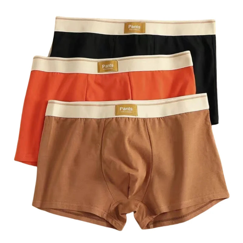 3 peças Cuecas Masculinas Boxer de Algodão Cueca Masculina Boxer Respirável U Convexo Cuecas Masculinas Sexy Trunks