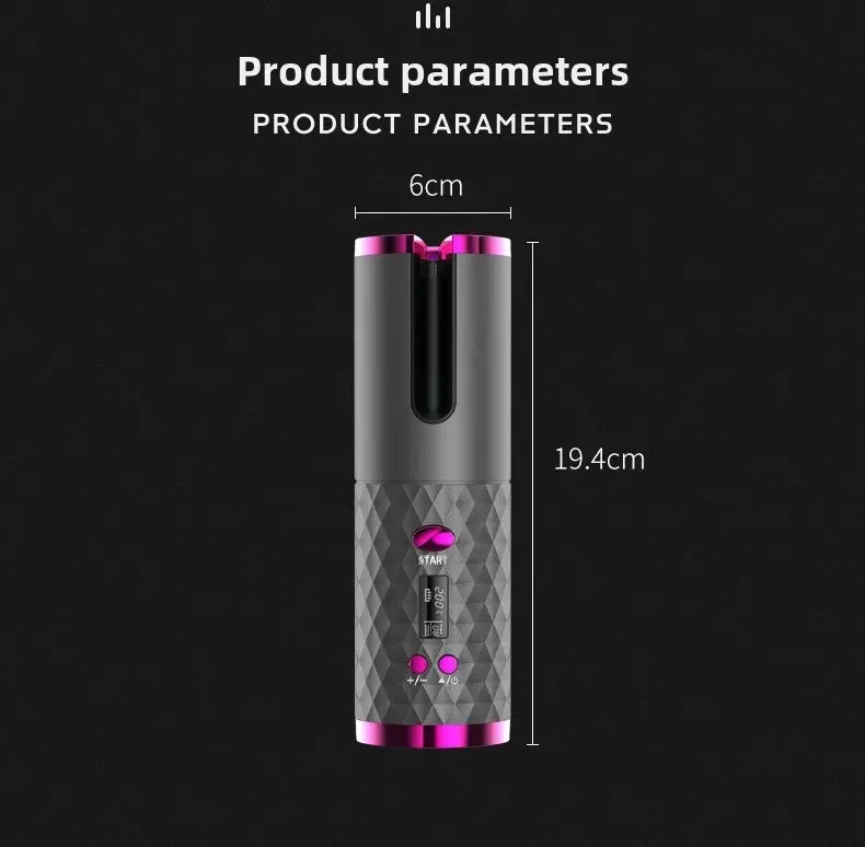 Modelador de cabelo portátil com carregamento automático, ferramenta inteligente sem fio para modelar cabelos, acessório para salão de beleza, ideal para viagens