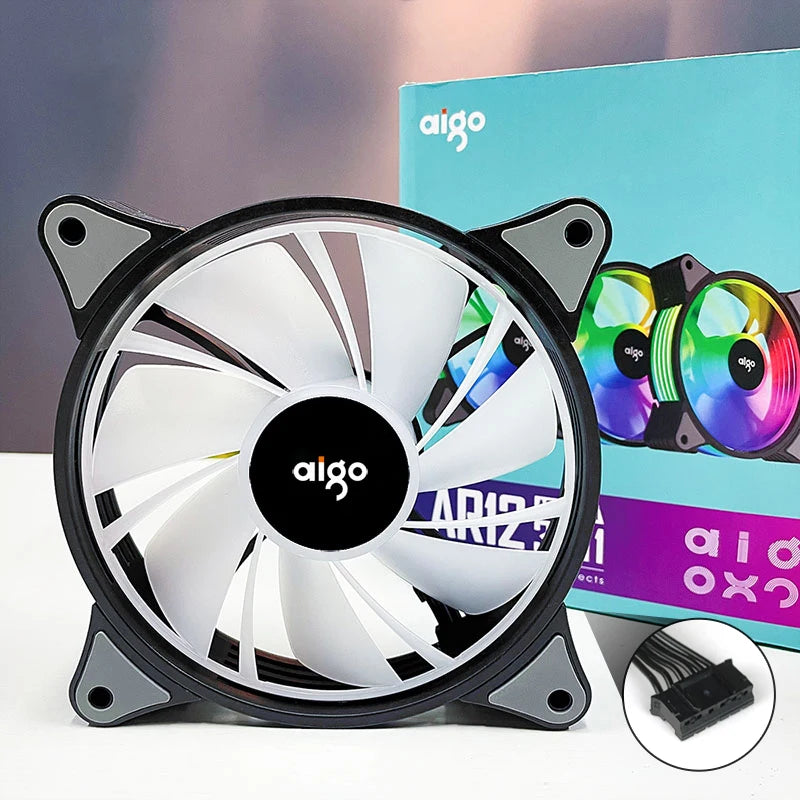 AIGO R12 120MM ventilador de gabinete de computador normal dissipador de calor RGB aura sync porta SATA cooler de 12 cm Um controlador