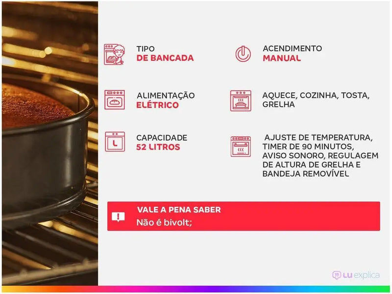 Forno elétrico de bancada Mondial com timer - 220V