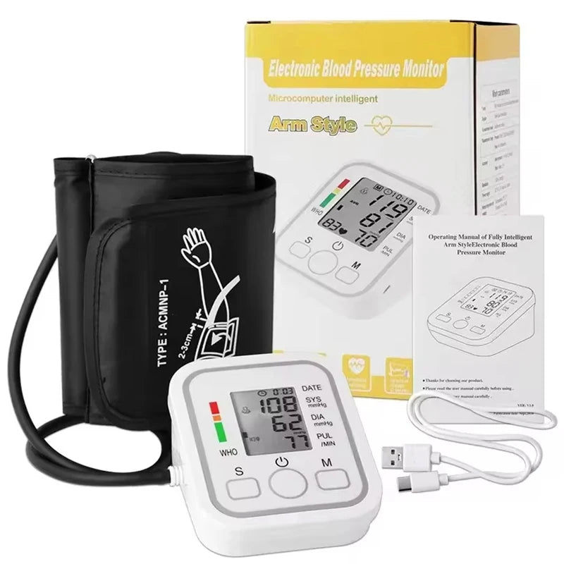 tens medidor de IO medidor de frequência cardíaca medidor de pulso monitor de PA medidor de pressão arterial digital de braço saudável manguito médico automático tonômetro de pressão