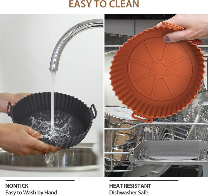 Cesta de silicone para Airfryer, assadeira reutilizável, molde de silicone para Airfryer, pizza, frango frito, cesta, forros para Airfryer, acessórios