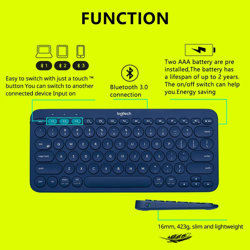Logitech K380 Wireless Bluetooth Rede Vermelho Teclado Tablet iPad Office