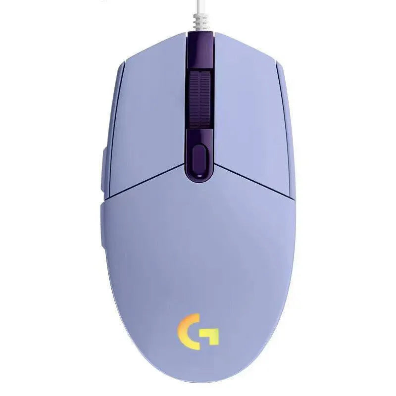 Mouse gamer Logitech G102 com fio USB, tela com efeito óptico de arco-íris de 8000 DPI para PC/Mac e laptop