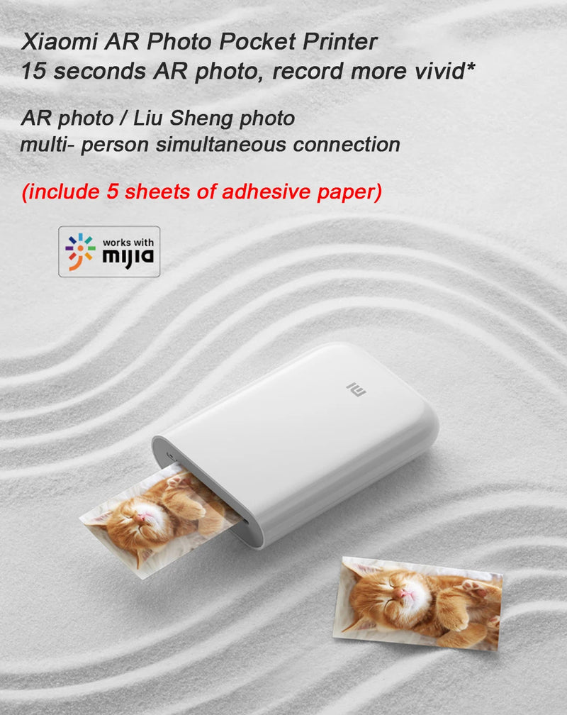 Versão global Original Xiaomi Mini Impressora Fotográfica ZINK Tecnologia Inkless Multifuncional Impressão de Vídeo AR Bluetooth 5.0 Portátil