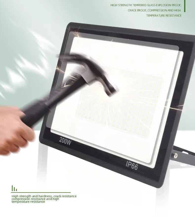 Holofote LED para área externa IP66 à prova d'água, 220V, 20W, 30W, 50W, 100W, lâmpada para jardim, varanda e pátio