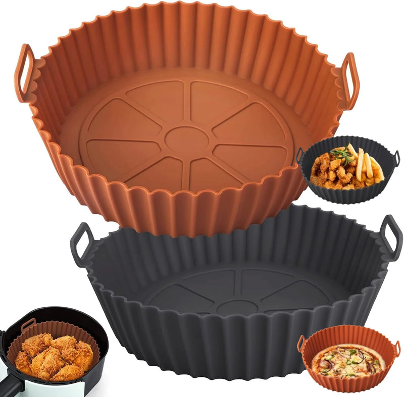 Cesta de silicone para Airfryer, assadeira reutilizável, molde de silicone para Airfryer, pizza, frango frito, cesta, forros para Airfryer, acessórios