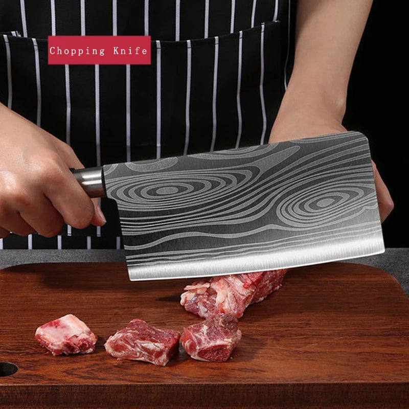 Conjunto de facas de cozinha utilitárias com padrão de damasco a laser, conjunto de hastes de afiação de tesouras, faca de chef afiada de aço inoxidável, ferramenta de cozinha