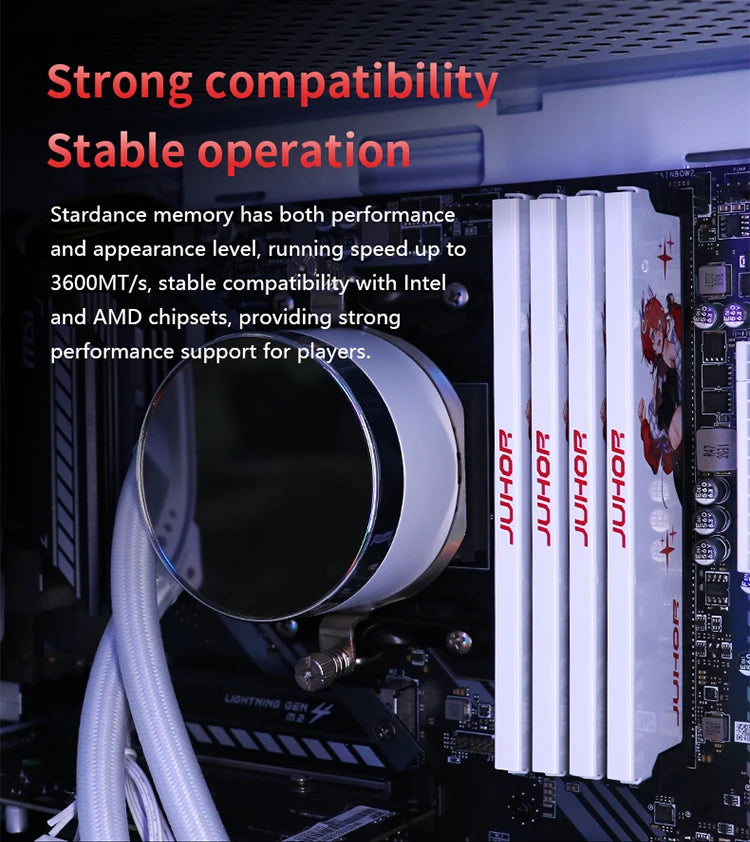 Juhor memoria RAM DDR4 8GB 16GB 3200MHz 3600MHz DI MM memória ram para jogos de mesa com dissipador de calor branco