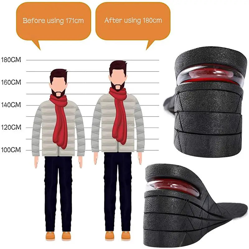Palmilhas de aumento de altura com almofada de ar, palmilhas de elevação para sapatos, palmilhas para mulheres mais altas, palmilhas de 3 a 9 cm de altura variável