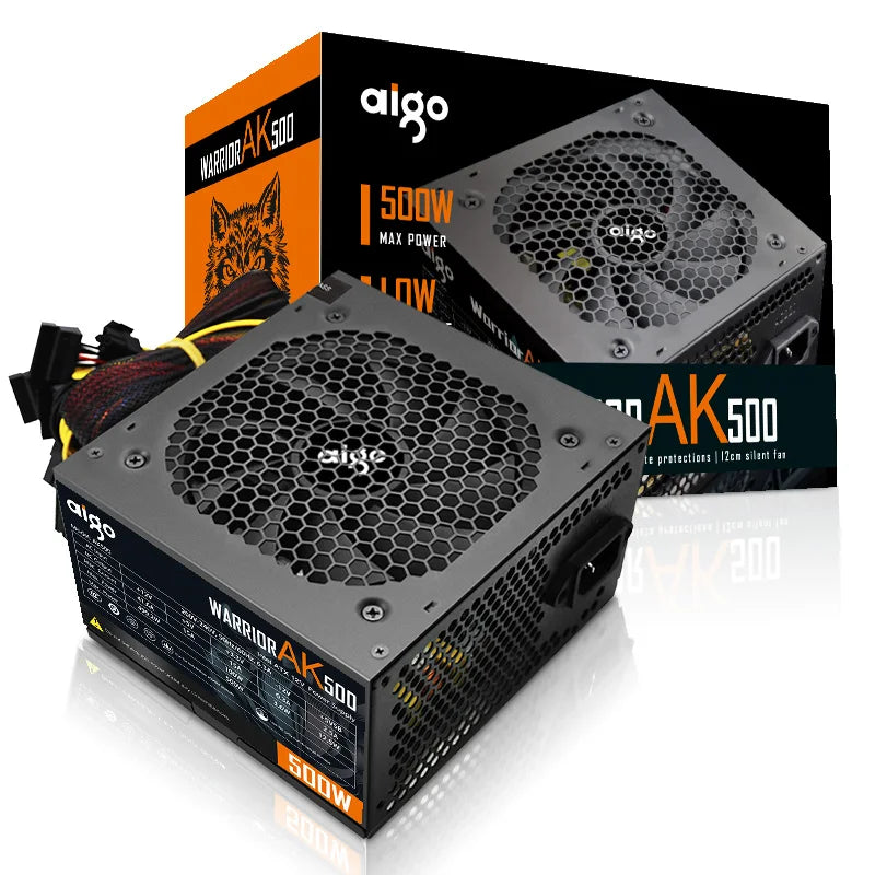 Fonte de alimentação AIG Oak PCP SU 500W 600W 700W 800W 1000W para jogos, ventilador RGB de 120 mm, fonte de alimentação para computador de mesa TX 220VA para BT C