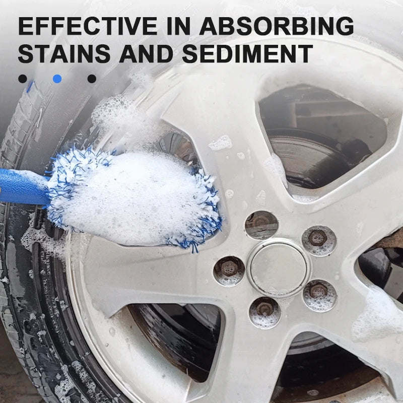 SEAMETAL Escova de limpeza de aro de pneu de carro, escova de pelúcia portátil para cubo de roda de carro, ferramenta de lavagem, cuidados com os detalhes do carro, escova para remoção de poeira