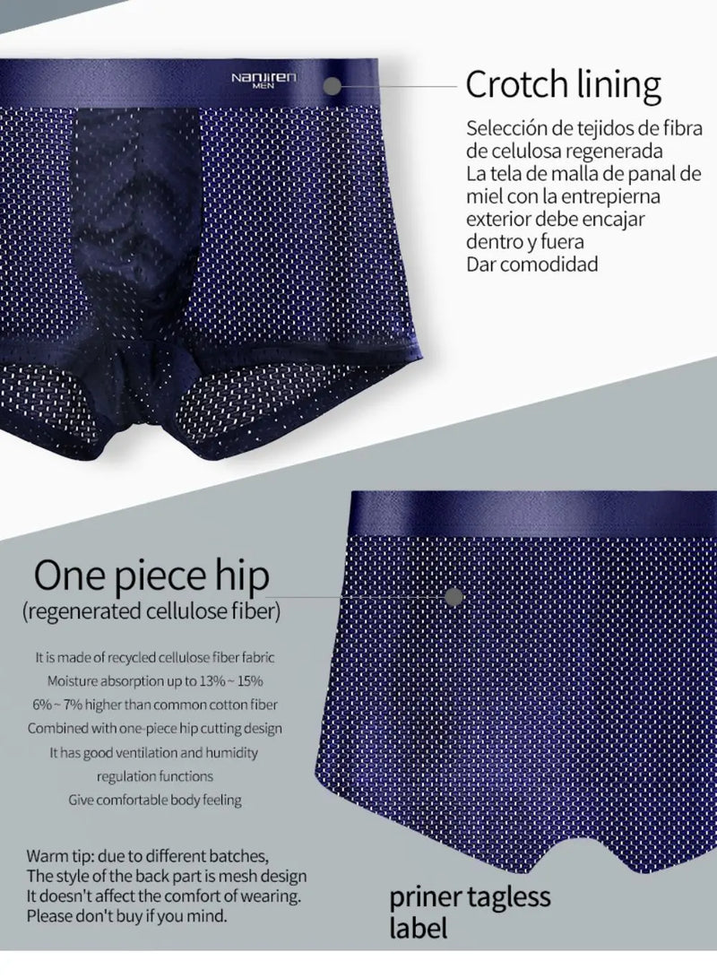 Calcinha masculina boxershorts homens boxer homens ropa interior hombre calzoncillos respirável hombre buraco de bambu tamanho grande
