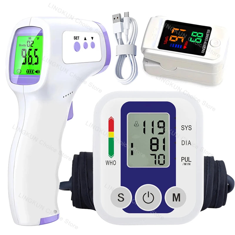 tens medidor de IO medidor de frequência cardíaca medidor de pulso monitor de PA medidor de pressão arterial digital de braço saudável manguito médico automático tonômetro de pressão