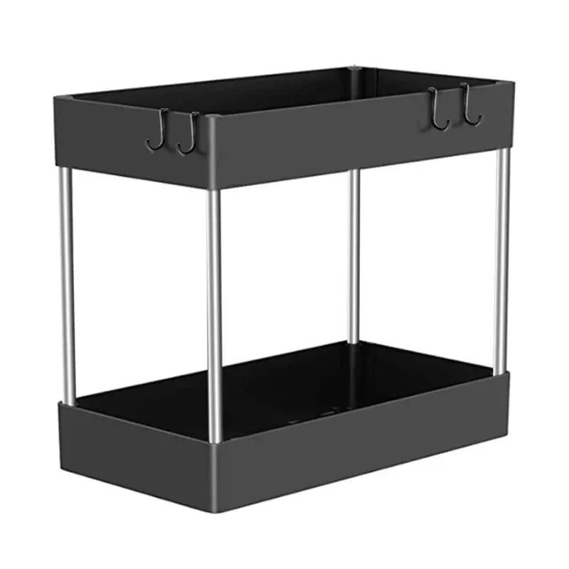 1/2 PCs organizador de armazenamento sob a pia, gaveta de 2 níveis, armário de rack multiuso, rack de armazenamento sob a pia, organizador de banheiro e cozinha