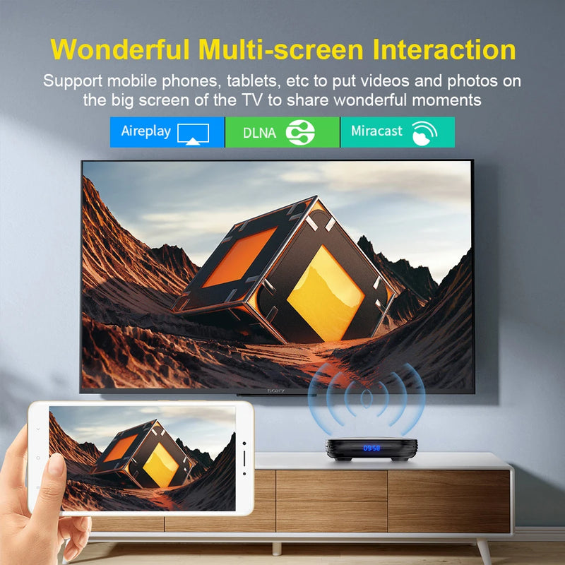 Trans Peed Android 12 TVB Ox All Winner H618 Dual WiFi Quad Core Cortex A53 Suporte 8K Vídeo 4K BT Voz Media Player Set Top Box