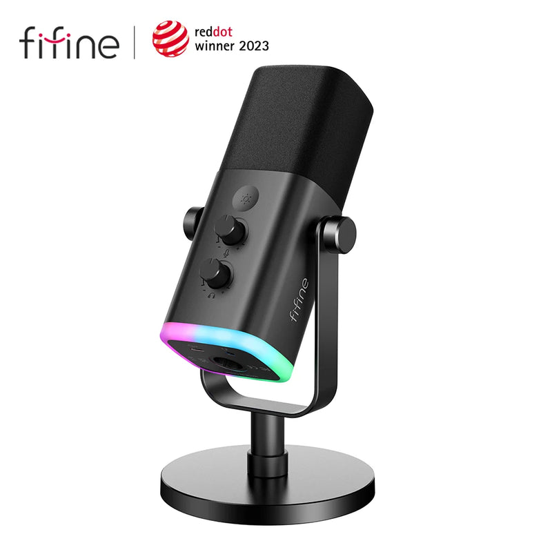 Microfone dinâmico FI fine USB/X LR com botão de silenciamento por toque, entrada para fone de ouvido, controles de E/S, para PC PS5/4 Michelle, jogo MI Camp AM8