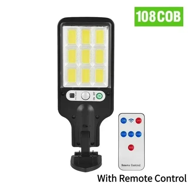 Sensor solar luzes ao ar livre LED rua jardim lâmpadas solares 3 modos sensor de movimento à prova d'água controle remoto luz de parede