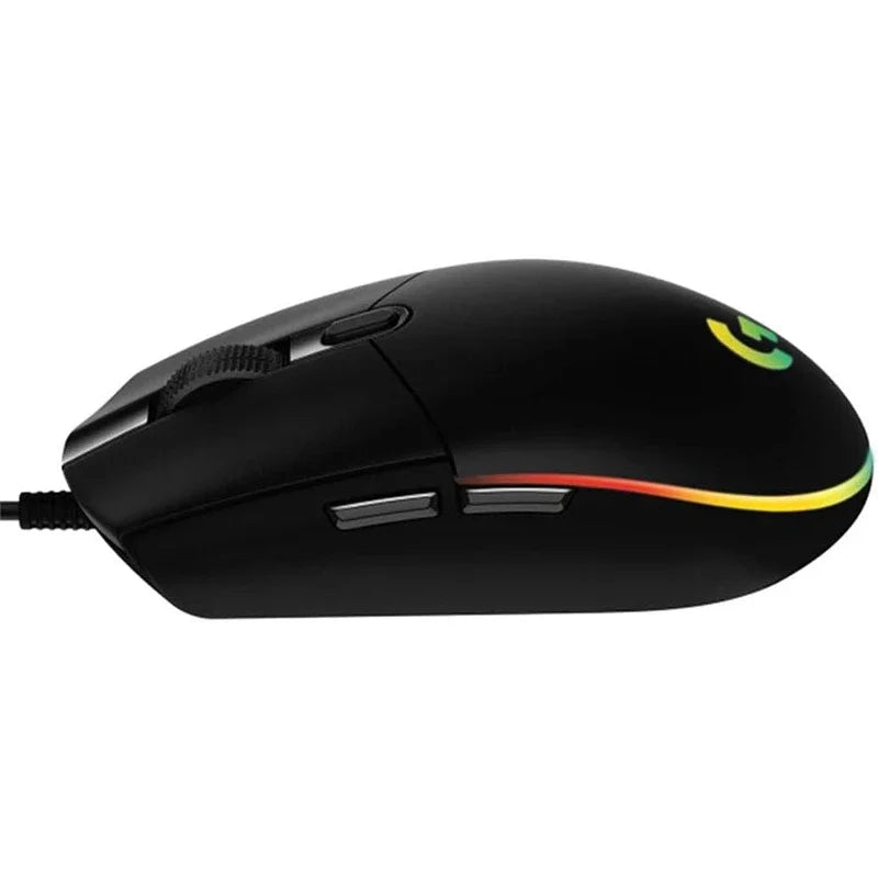 Mouse gamer Logitech G102 com fio USB, tela com efeito óptico de arco-íris de 8000 DPI para PC/Mac e laptop