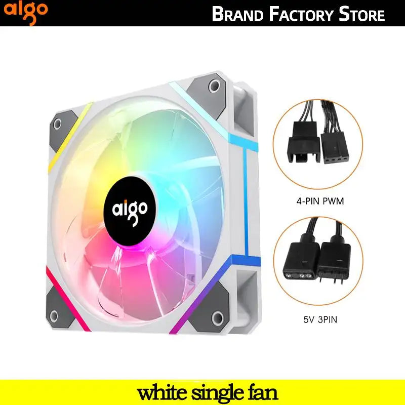 Ventilação de ventilador Aigo M12pro RGB OI boy A 120MM PC ventilador de gabinete de computador PWM 12cm branco CPU water cooler silencioso