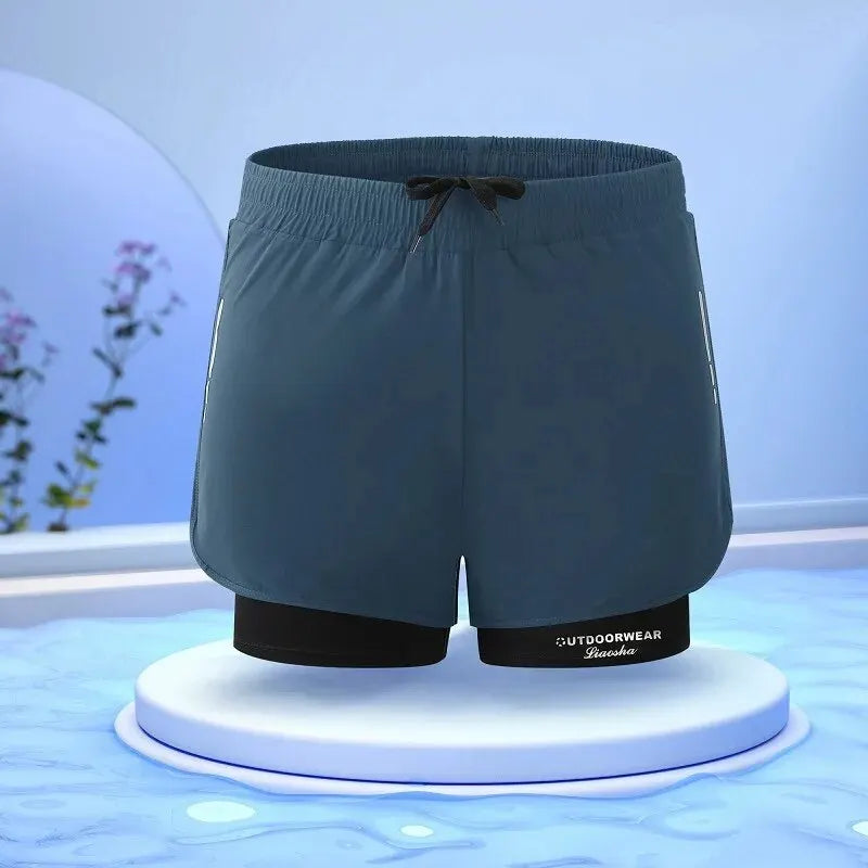 5/1Shorts esportivos masculinos Aloe Pants, calções de banho de duas camadas: estilosos, de secagem rápida e confortáveis para praia, piscina e fontes termais!