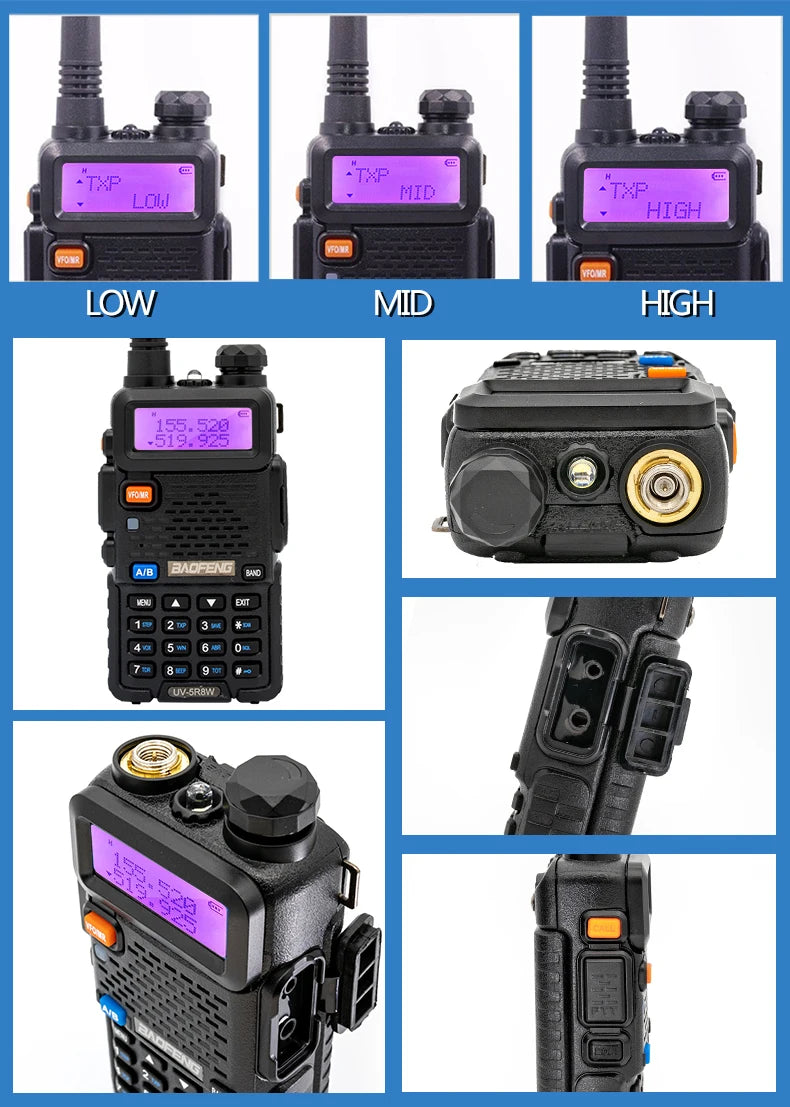 5W 8W rádio bidirecional VHF UHF FM rádio portátil transceptor caça 16km