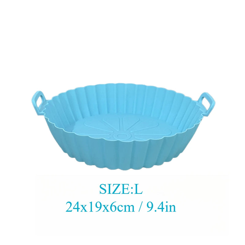 Cesta de silicone para Airfryer, assadeira reutilizável, molde de silicone para Airfryer, pizza, frango frito, cesta, forros para Airfryer, acessórios