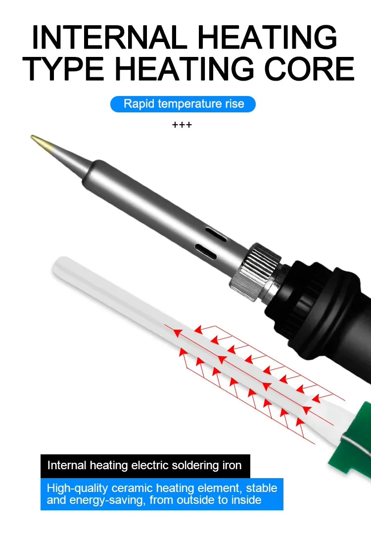 Ferro de solda elétrico com temperatura ajustável de 60 W para reparo de solda. Pontas de caneta de aquecimento para estação de trabalho não devem ser BosLook.