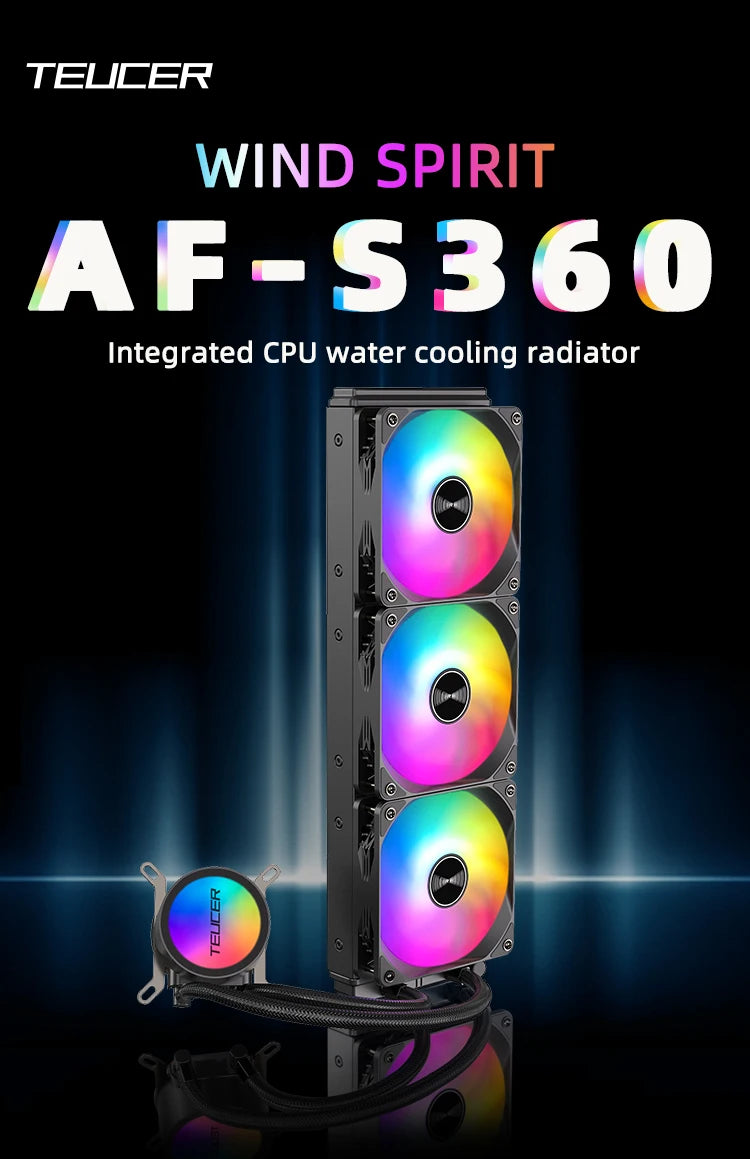 Radiador de refrigeração a água tudo em um TEU CER AF-S360 RGB 360 mm, ventilador LG A2011, dissipador de calor de refrigeração a água