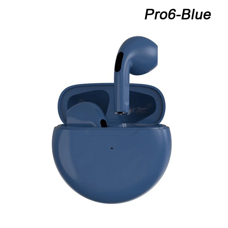 Fones de ouvido sem fio Bluetooth Pro 6 TWS originais, mini fone de ouvido estéreo esportivo para Xiaomi Android