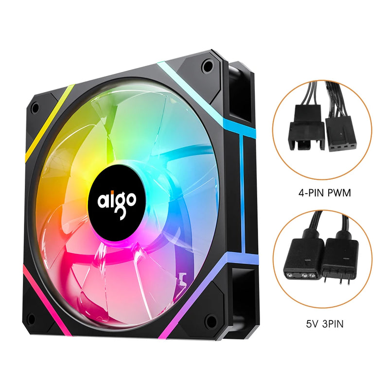 Ventilação de ventilador Aigo M12pro RGB OI boy A 120MM PC ventilador de gabinete de computador PWM 12cm branco CPU water cooler silencioso