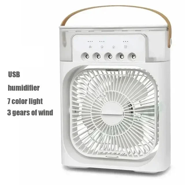 Umidificador portátil, ventilador, ar condicionado, USB, ventilador elétrico, luz noturna LED, névoa de água, divertido, 3 em 1, refrigerador de ar, umidificador para casa