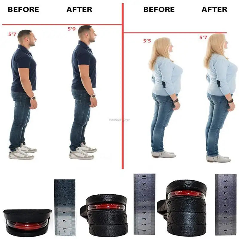 Palmilhas de aumento de altura com almofada de ar, palmilhas de elevação para sapatos, palmilhas para mulheres mais altas, palmilhas de 3 a 9 cm de altura variável