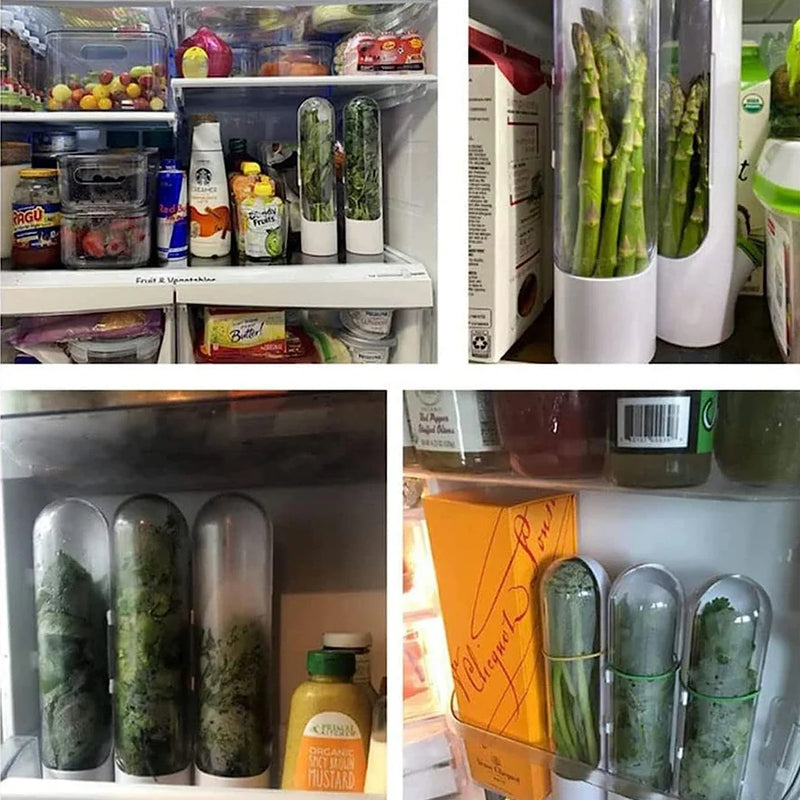 1/2/3 peças recipiente de armazenamento de ervas frescas, recipiente de preservação de vegetais de baunilha, garrafa para geladeira e cozinha