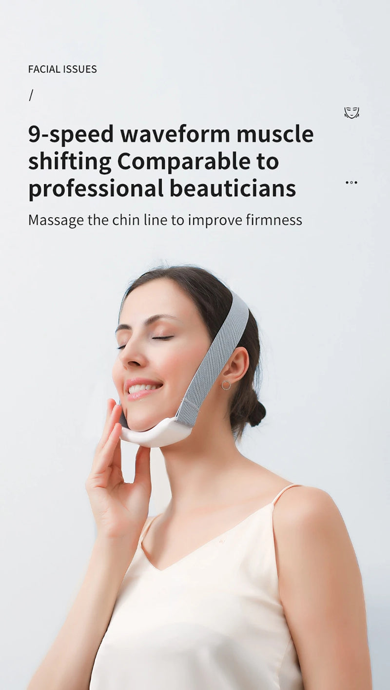 Massageador facial EMS, antirrugas, firmador, dispositivo de lifting facial em V, removedor de microcorrente, cuidados com a pele do queixo duplo