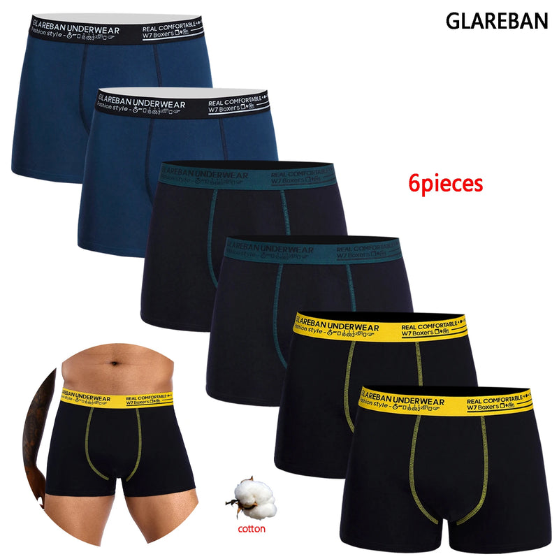Pacote com 6 peças de cuecas boxer pretas masculinas, cuecas macias e respiráveis para homens, cuecas boxer slip 2024