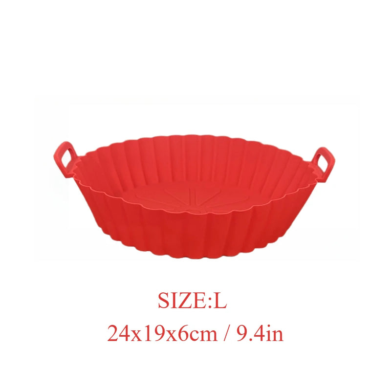 Cesta de silicone para Airfryer, assadeira reutilizável, molde de silicone para Airfryer, pizza, frango frito, cesta, forros para Airfryer, acessórios
